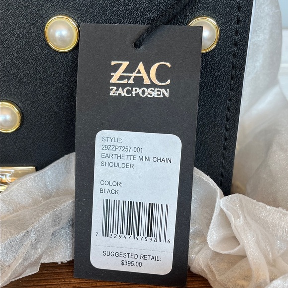 NWT ZAC Zac Posen Black Crossbody with Pearl Accents - Picture 2 of 8